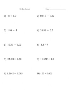 Dividing Decimals Worksheet Pdf Divisonworksheets