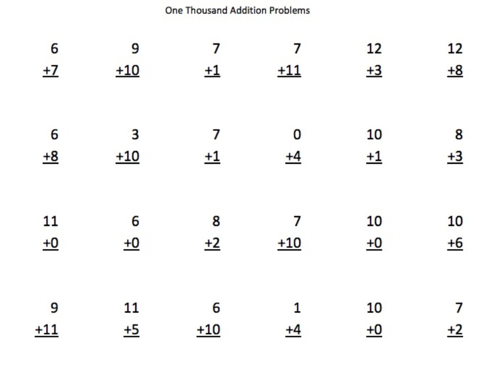 1000 Addition Subtraction Multiplication And Division Problems On A 