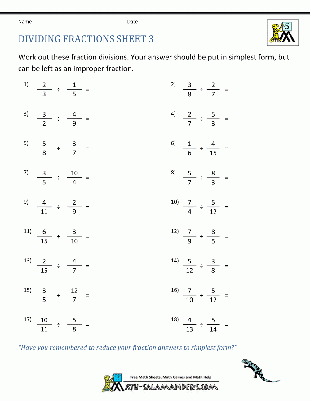 30 Dividing Fractions Worksheet With Answer Key Notutahituq Worksheet