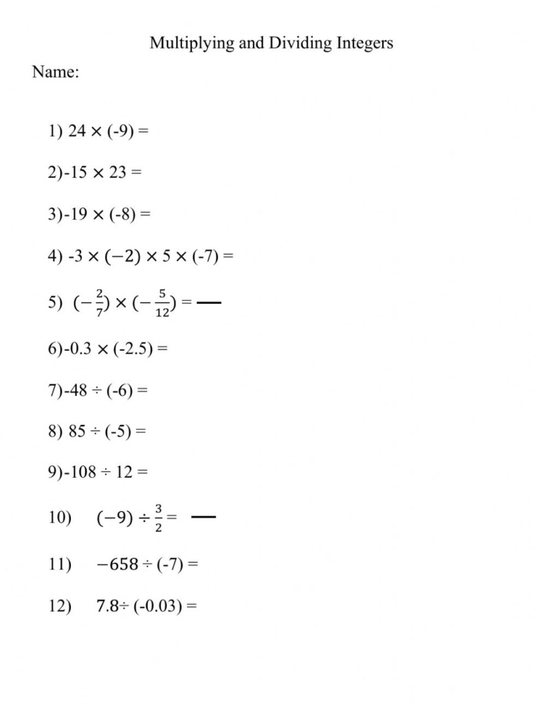 30 Integer Multiplication And Division Worksheet Support Worksheet