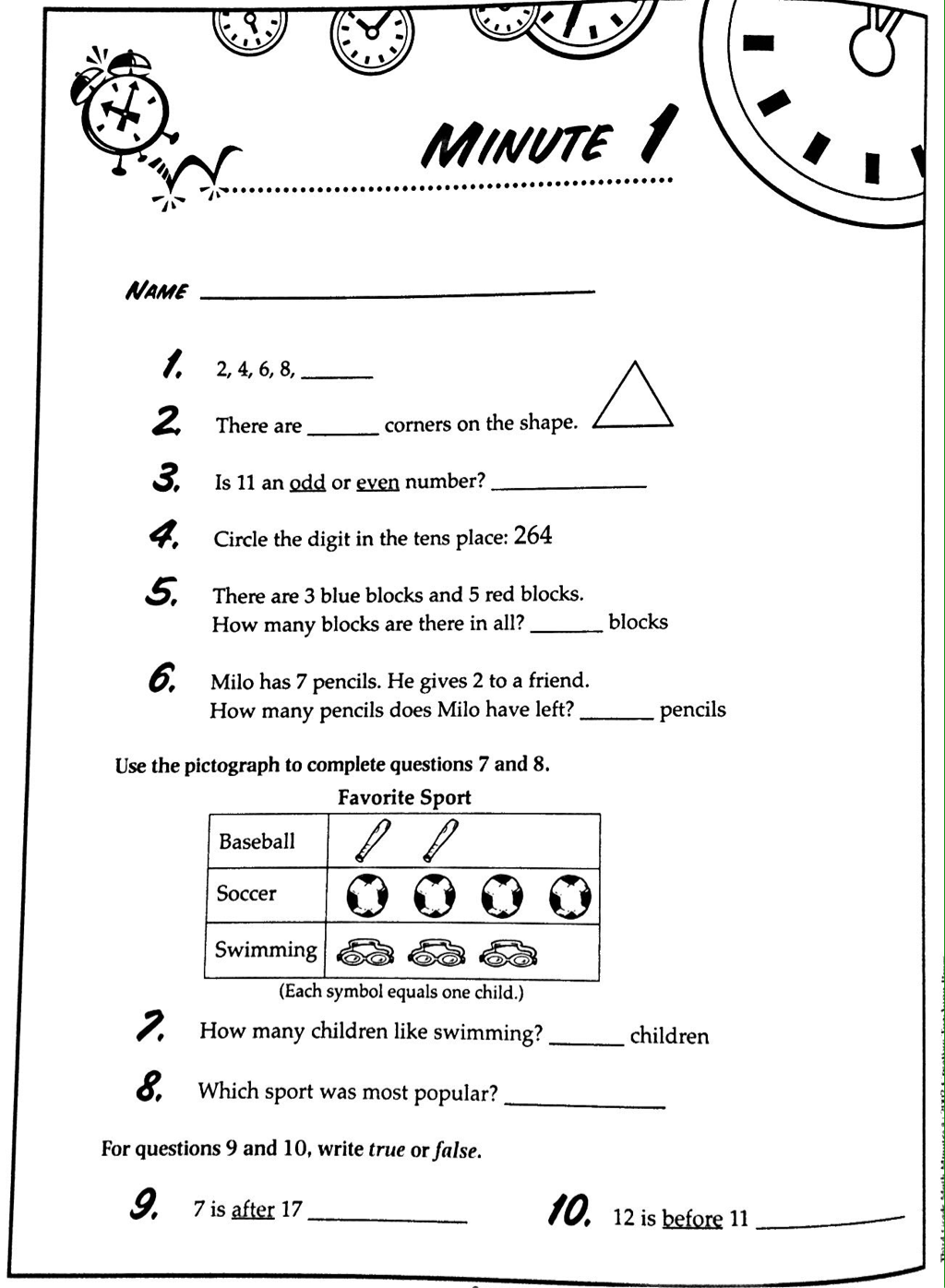 32 3Rd Grade 1 Minute Math Worksheets Photos Worksheet For Kids