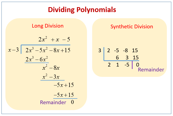 35 Dividing Polynomials Long And Synthetic Division Worksheet Answers 