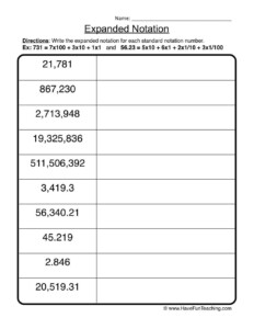 4th Grade Expanded Notation Worksheets Printables Math Worksheets ...