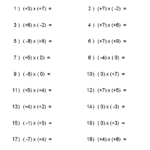 7th Grade Multiplying And Dividing Integers Worksheet With Answer Key