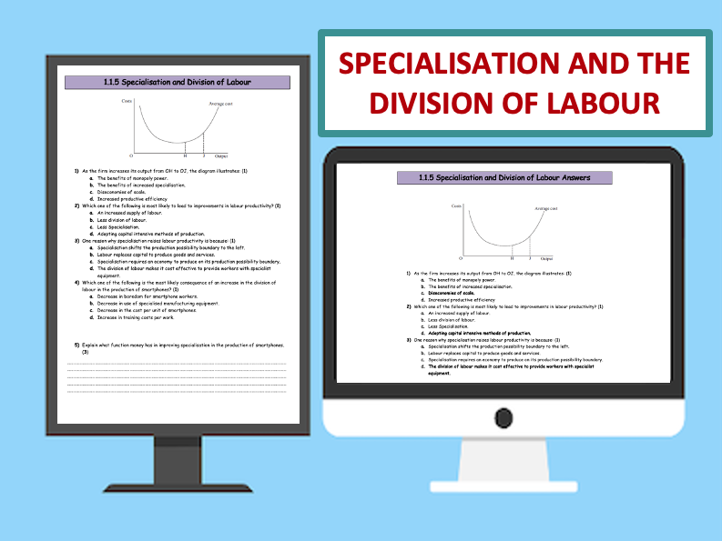 A Level Economics Specialisation And The Division Of Labour Worksheet 