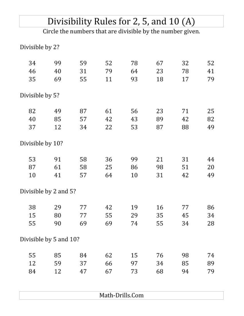 Acumen Divisibility Rules Games Printable Bing Images Kindergarten 