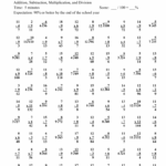 Addition Subtraction Multiplication And Division Math Facts With Answers