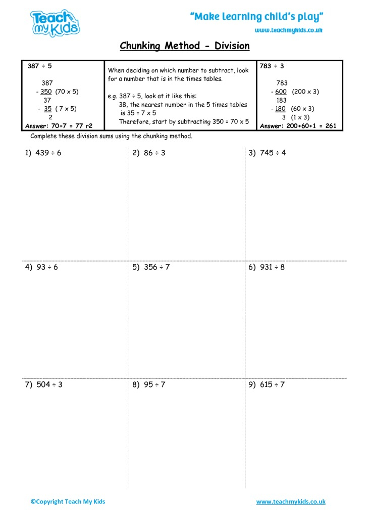 Chunking Method Division TMK Education