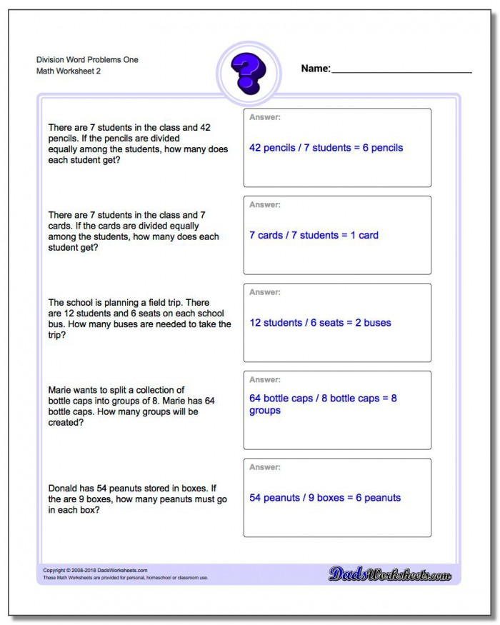 Classroom Math Division Word Problems Worksheets 99Worksheets