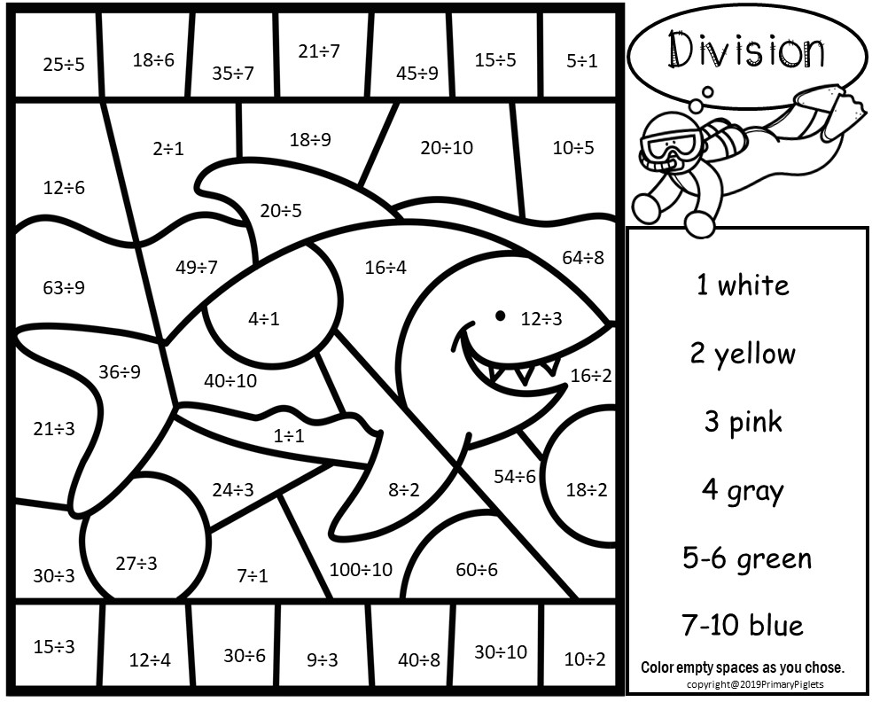 Color By Number Division Ocean Set Made By Teachers