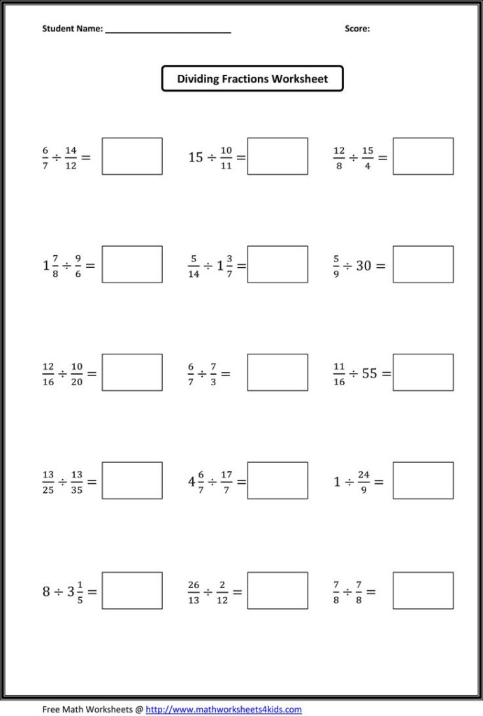 Dividing Fractions Worksheets Dividing Fractions Worksheets 