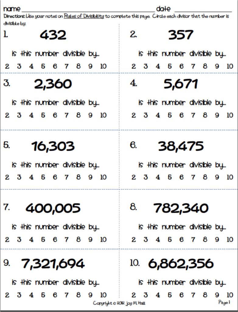 Divisibility Rules Divisibility Rules Worksheet Divisibility Rules 