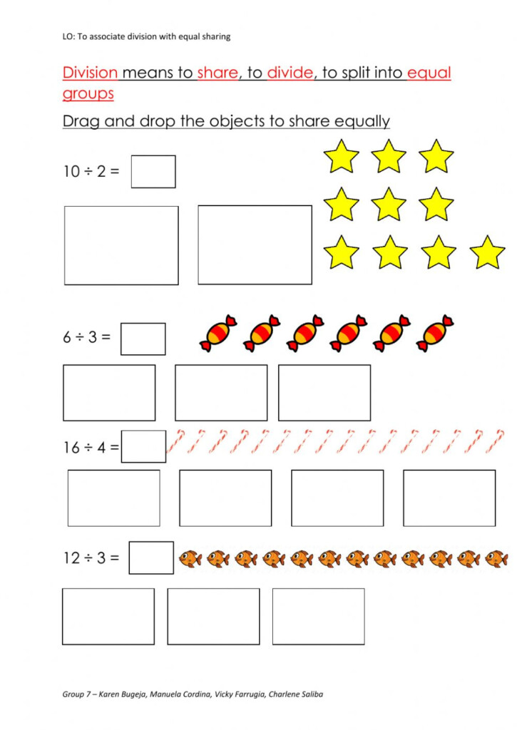 Division By Grouping Worksheets Divide Using Equal Groups Spring 