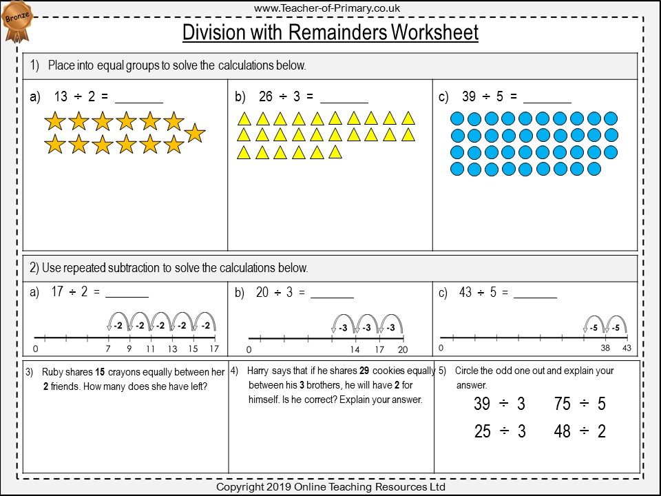 Division With Remainders Year 3 Teaching Resources