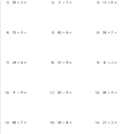 Division Within 100 Worksheets