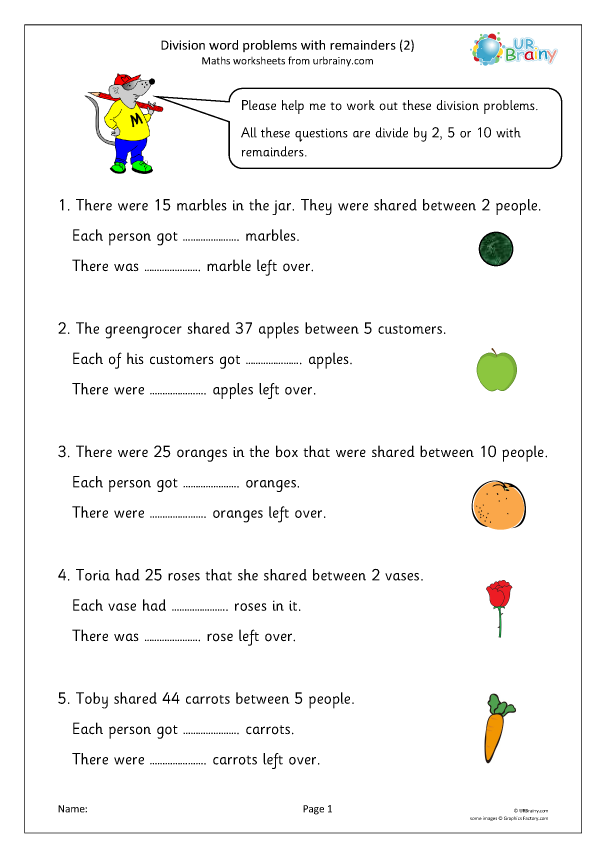 Division Word Problems With Remainders 2 Division Maths Worksheets 