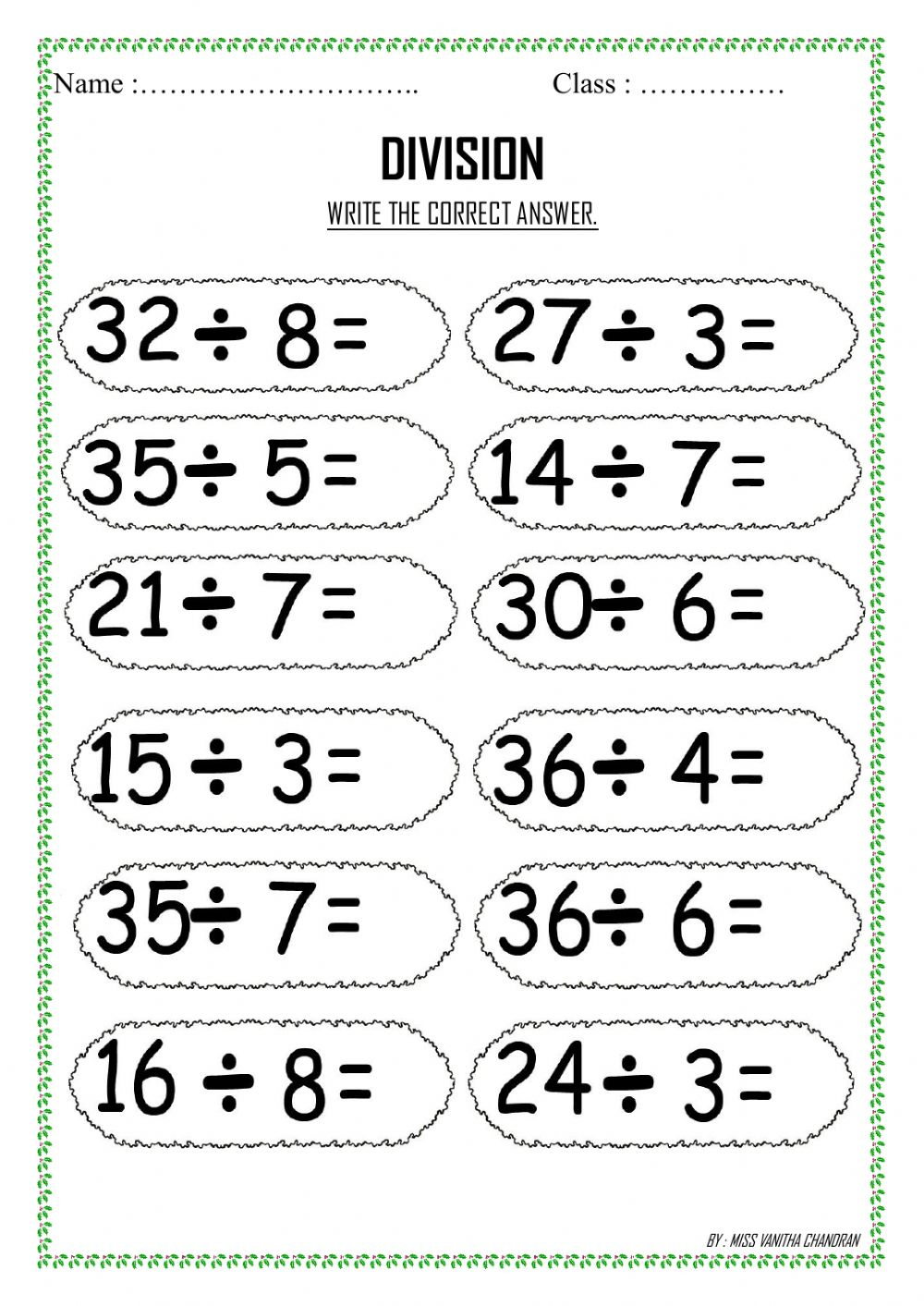 year 2 division homework