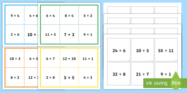 Equivalent Multiplication And Division Number Sentence Bingo