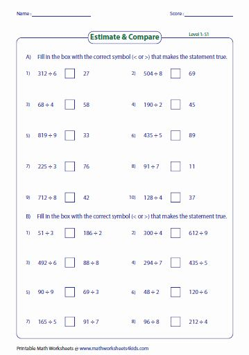 Estimation Worksheets For 3rd Grade Multiplication Using Estimation 