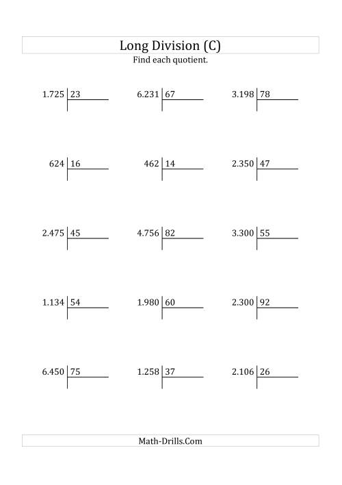 European Long Division With A 2 Digit Divisor And A 2 Digit Quotient 