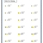 Fourth Grade Division Problems Worksheets 4 Long With No Remainders