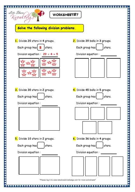 Grade 3 Maths Worksheets Division 6 2 Division By Grouping Lets 