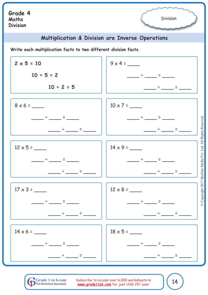 Grade 4 Worksheet Multiplication Facts With Missing Factors 2 12 K5 