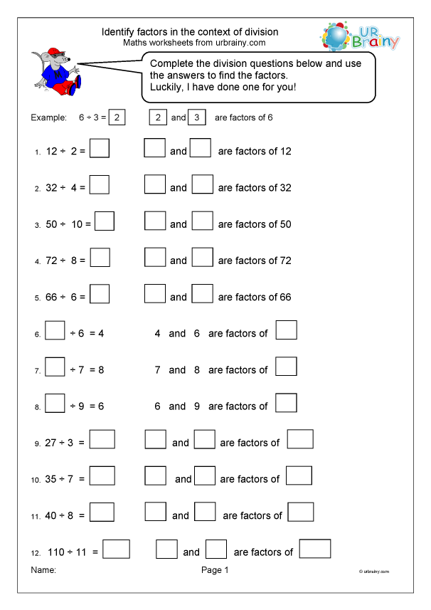Identify Factors Within Division Multiplication By URBrainy
