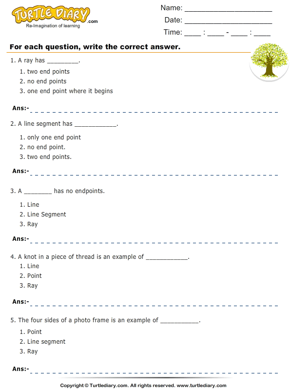 Identify Lines And Parts Of Lines Worksheet Turtle Diary