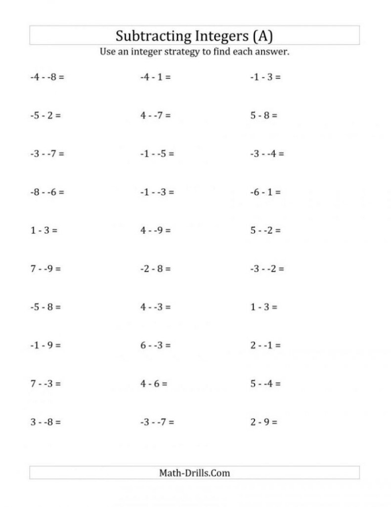 Integers Worksheet Grade 7 Briefencounters