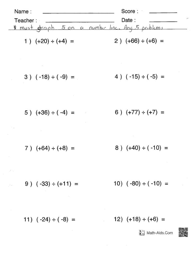 Integers Worksheet Grade 7 Pdf Db excel