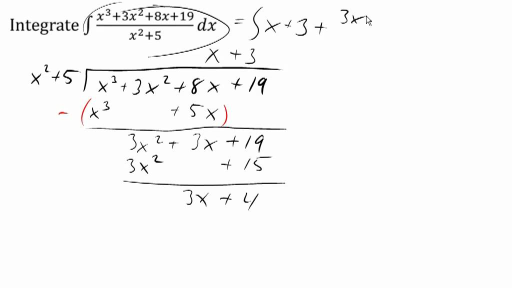 Integral Using Long Division YouTube