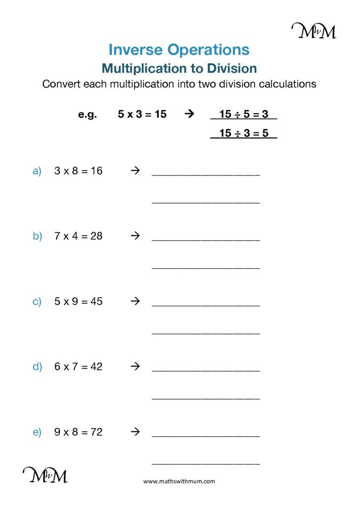 Inverse Operations Multiplication And Division Maths With Mum