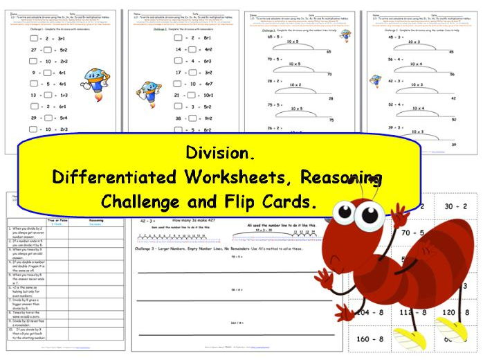 KS2 Y3 Division Differentiated Worksheets Remainders Reasoning 
