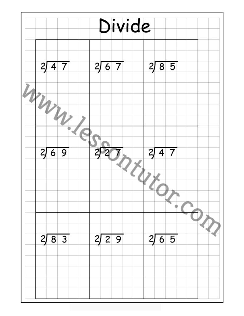 Long Division 2 Digits By 1 Digit With Remainders Worksheet Fourth