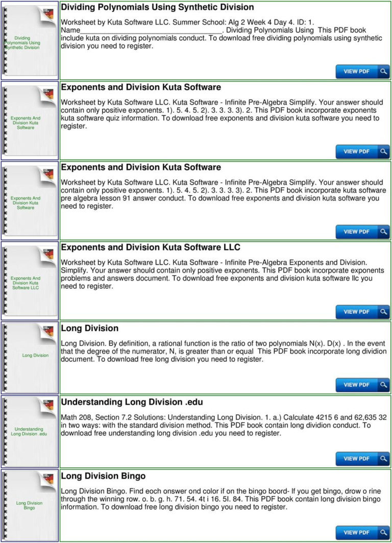 Long And Synthetic Division Worksheet Kuta Software