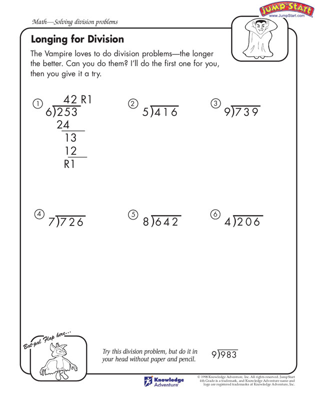 Longing For Division View Division Worksheets And Problems For Kids 