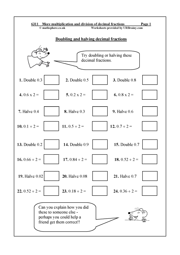 More Multiplication And Division Of Decimal Fractions Division By 