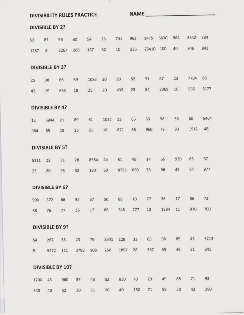 Mrs White s 6th Grade Math Blog DIVISIBILITY RULES PRACTICE