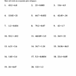 Multiplication And Division Equations Worksheets 6th Grade Times