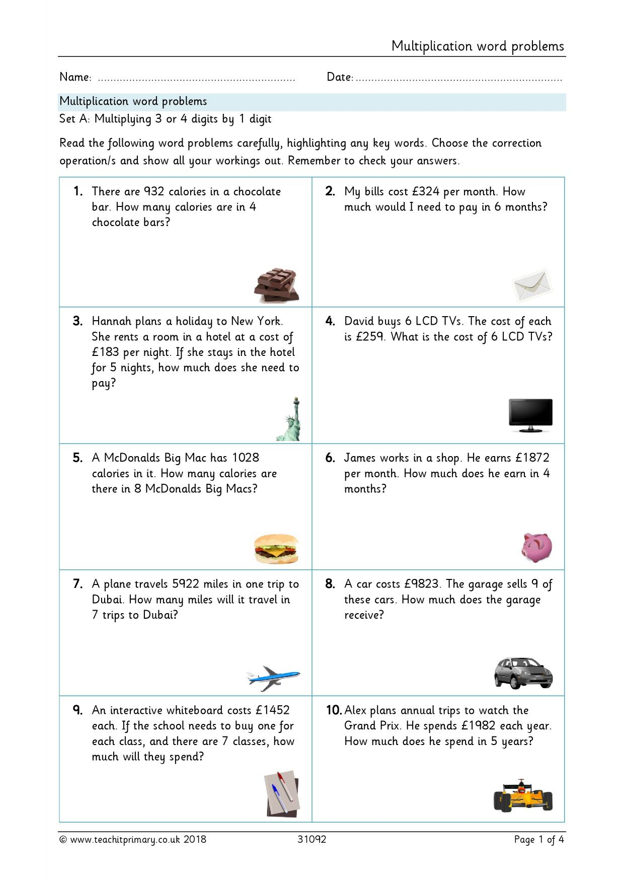 multiplication and division problem solving questions