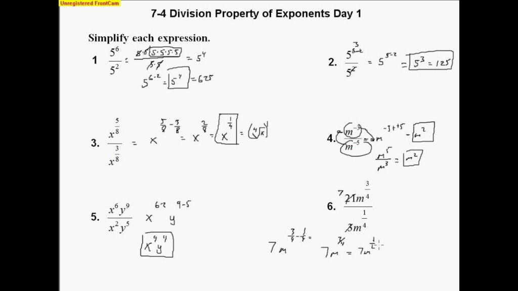 Multiplication Properties Of Exponents Worksheet 7 3 Answers Practice 