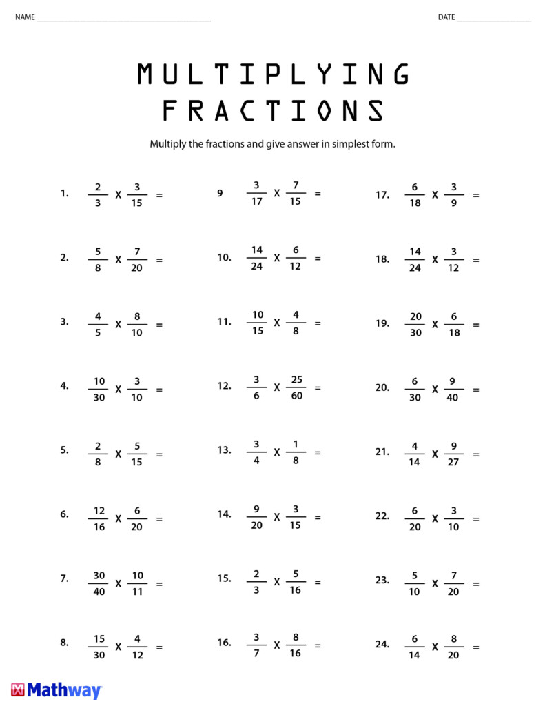 Multiplying And Dividing Fractions Worksheet With Answers 