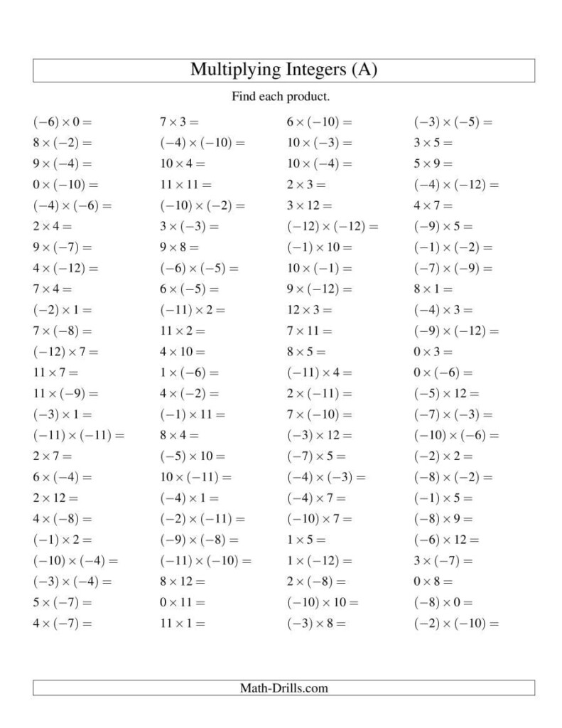 Multiplying And Dividing Integers Worksheet Pdf Db excel