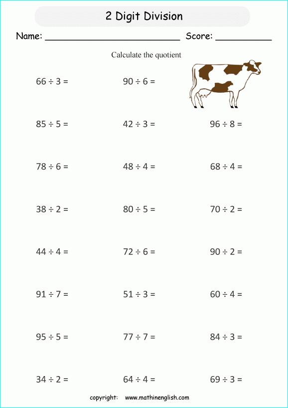 Division By 2 Digit Numbers Worksheet Divisonworksheets