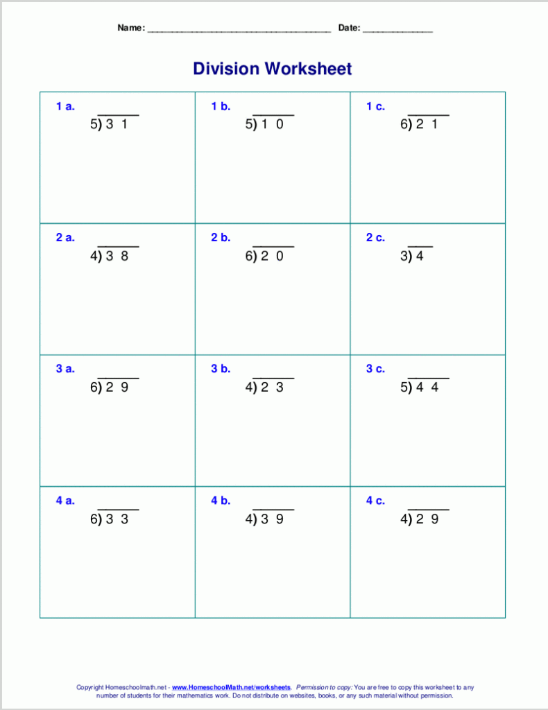 Printable Simple Division Worksheets Printable Worksheets