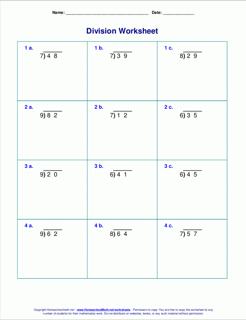 Worksheets For Division With Remainders
