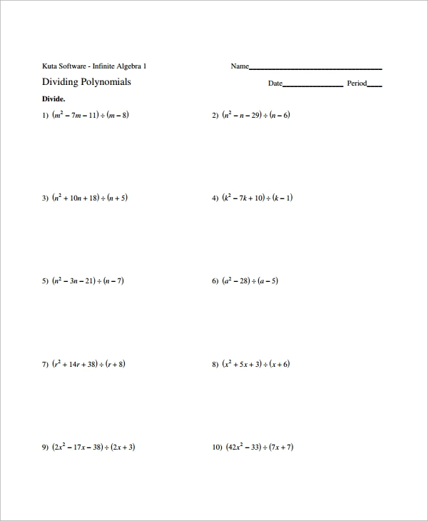 10 Long Division Worksheet Templates Sample Templates