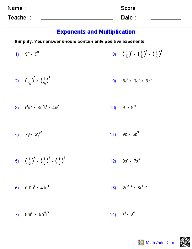 16 Multiplication Math Worksheets Exponents Worksheeto