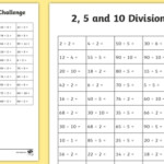 2 5 And 10 Division Challenge Worksheet Worksheet 2 5 And 10 Division